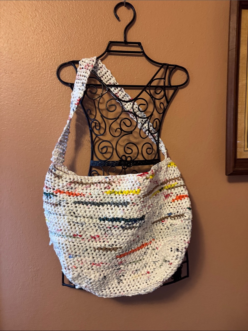 Handmade upcycled Shoulder Bag with Multicolor grocery bags